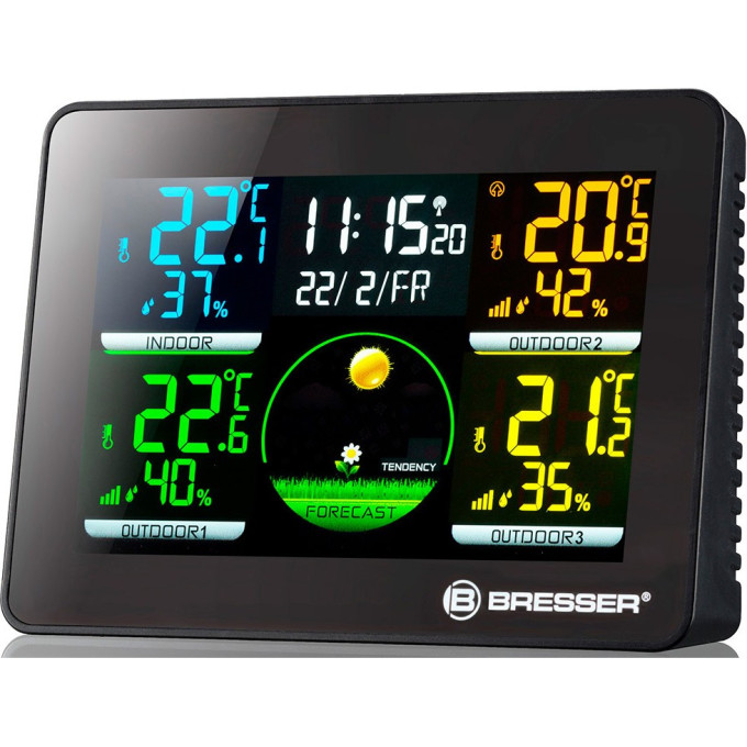Метеостанция BRESSER Thermo Hygro Quadro NLX с тремя датчиками, черная 77031